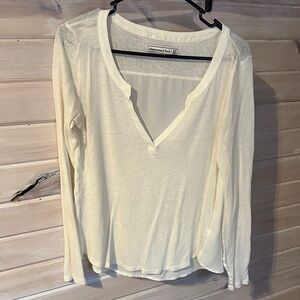 Abercrombie & Fitch Women's Ivory Long Sleeve Top
